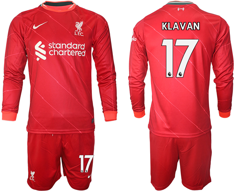 Men 2021-2022 Club Liverpool home red Long Sleeve #17 Soccer Jersey->liverpool jersey->Soccer Club Jersey